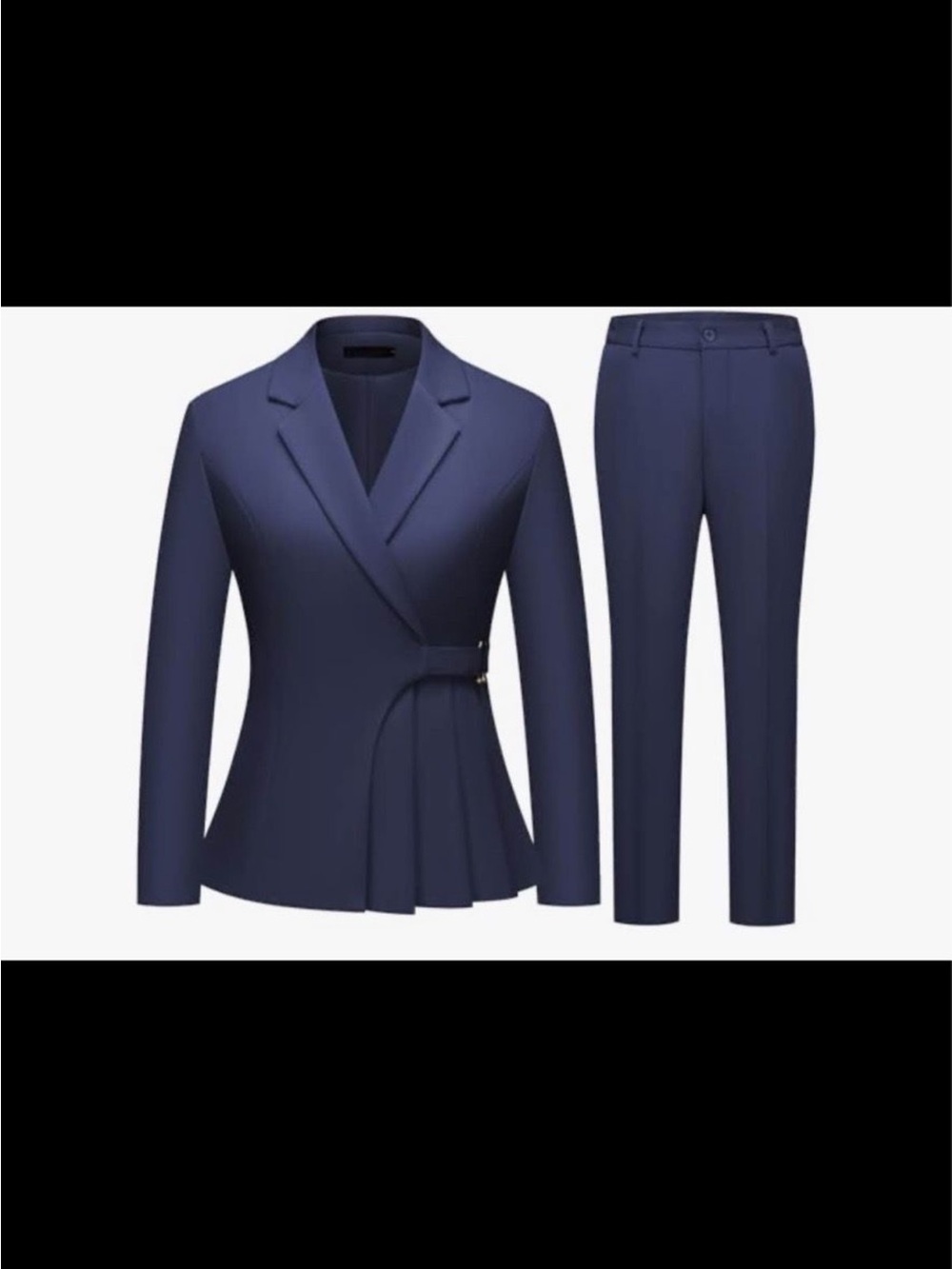 Navy Blue Women's Tailored Blazer and Pants Set